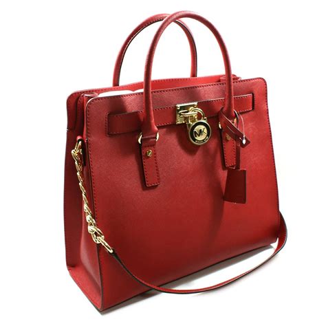 michael kors red leather bag|genuine leather michael kors purse.